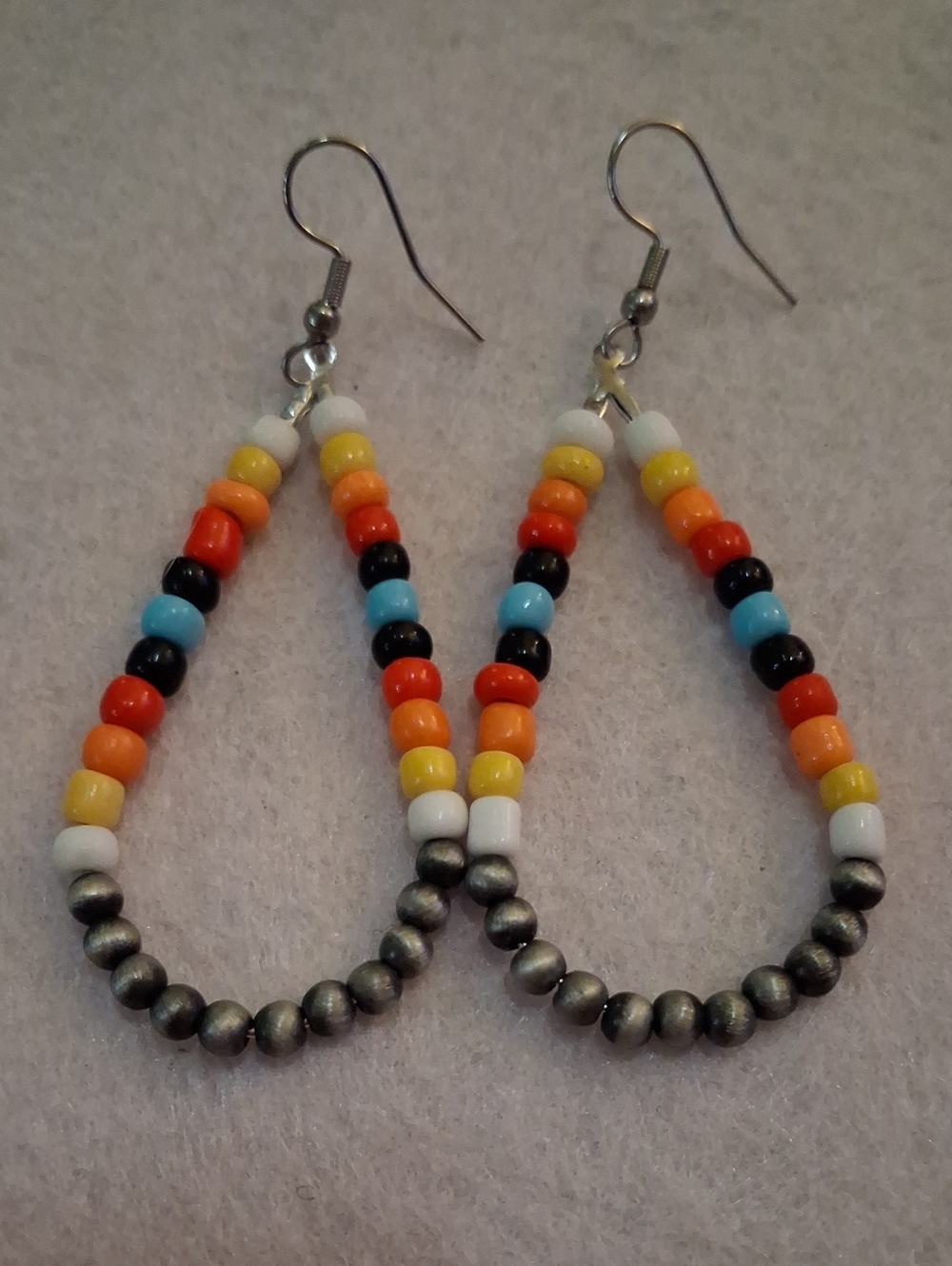 259- Multicolor Bead Loop Earrings - Unbranded
